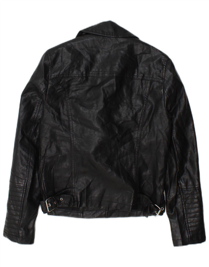 Jachetă de motociclist pentru femei Topshop UK 8, poliester negru mic