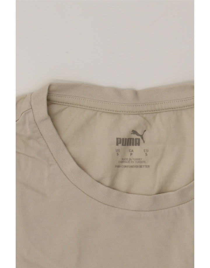 PUMA Mens Graphic T-Shirt Top Small Beige Cotton Vintage Puma and Second-Hand Puma from Messina Hembry 