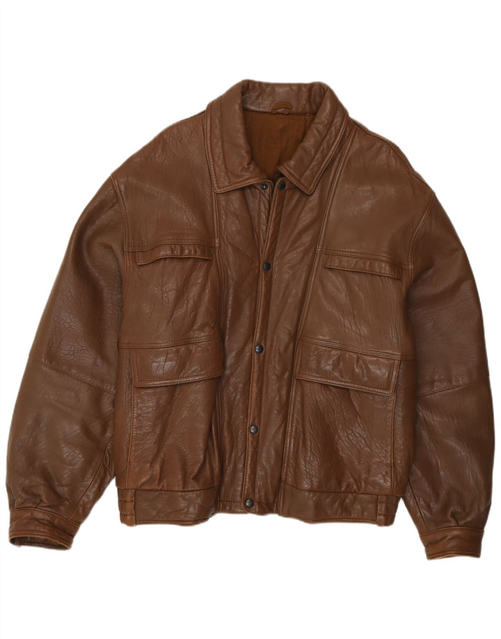 Jachetă din piele vintage pentru bărbați IT 52 XL din piele maro