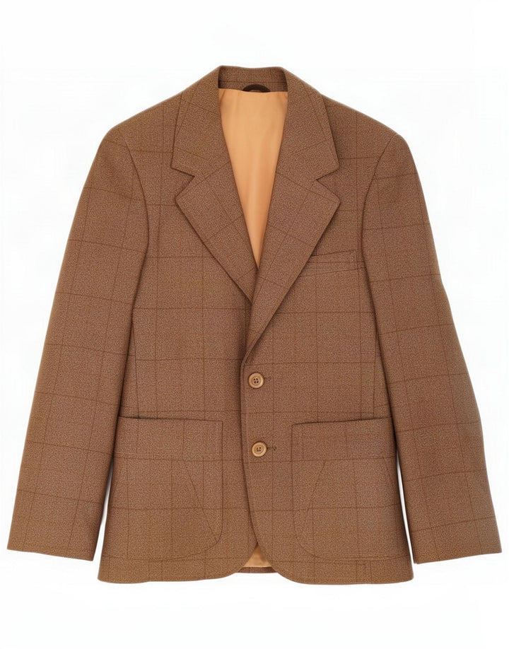 Vintage Boys 2 Button Blazer Jacket 6-7 ani Brown Check