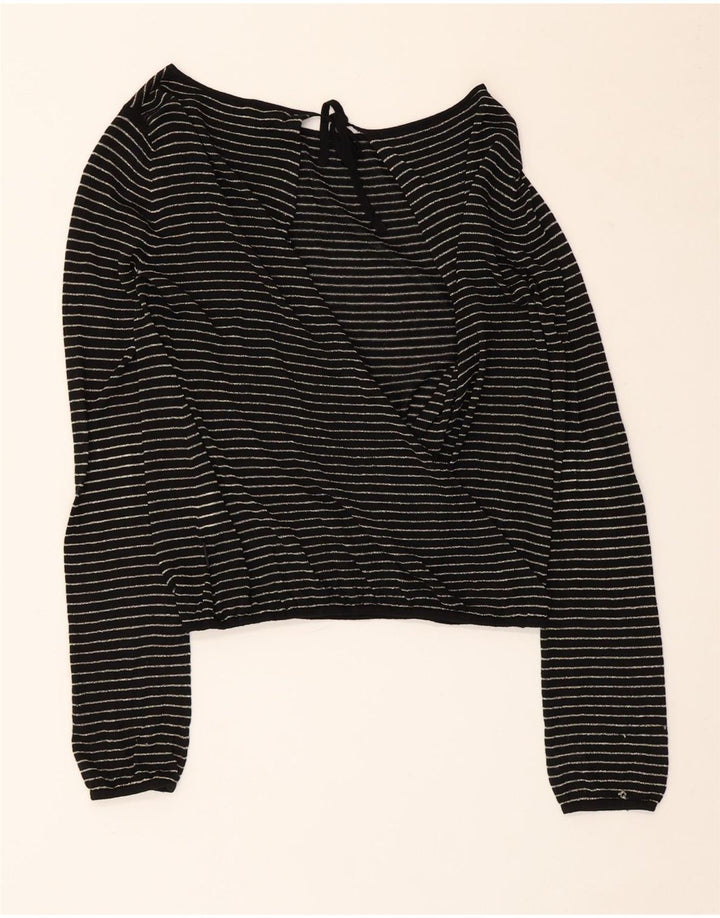 Bluză Crop Top pentru femei Calvin Klein UK 14 Viscoză mare cu dungi negre