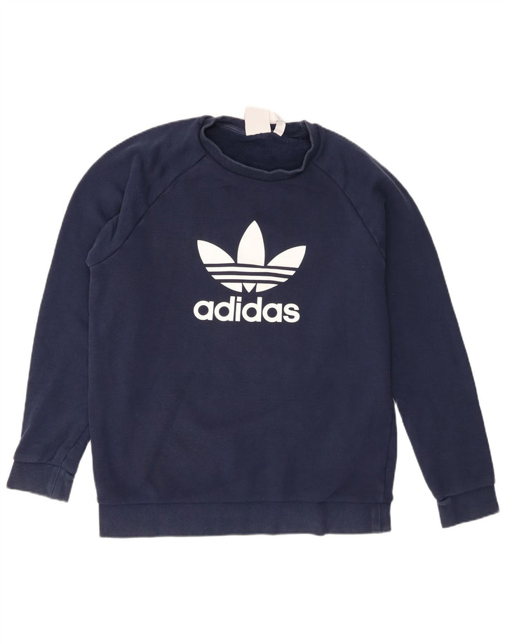 Hanorac grafic pentru bărbați Adidas Jumper mediu din bumbac bleumarin