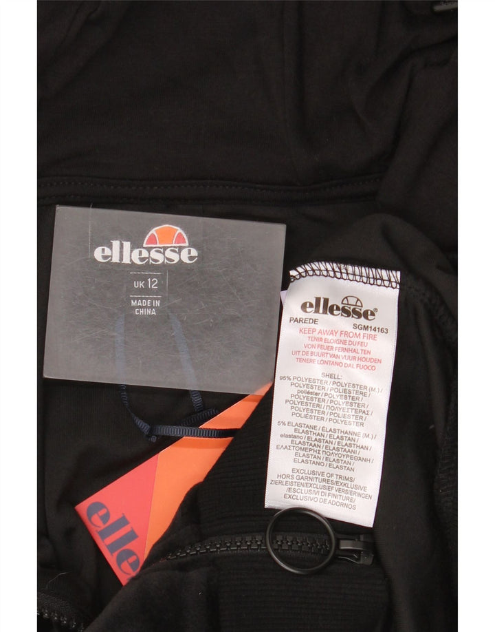 Pulover pentru femei Ellesse Crop Velour Zip Hoodie UK 12 Poliester mediu negru