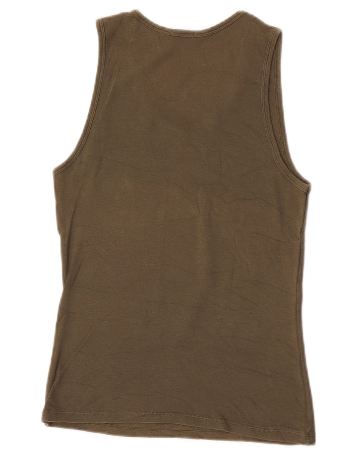 Benetton Femei Graphic Vest Vest Top UK 8 Small Khaki