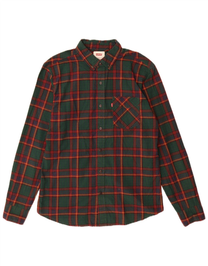 Cămașă pentru bărbați Levi's, bumbac cu carouri mici, verde
