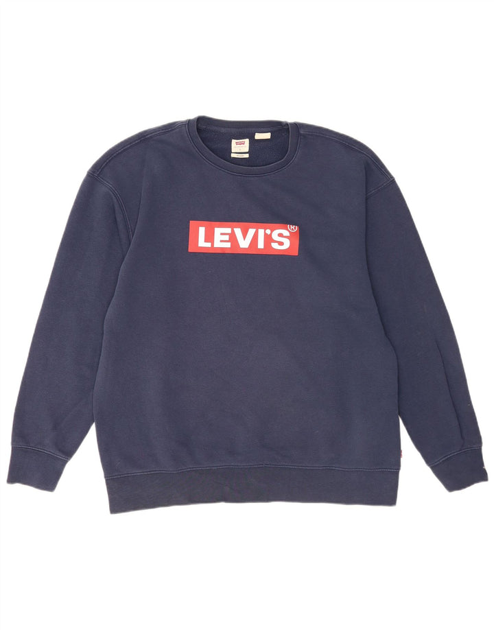 Hanorac relaxat pentru bărbați Levi's Pulover mare din bumbac bleumarin