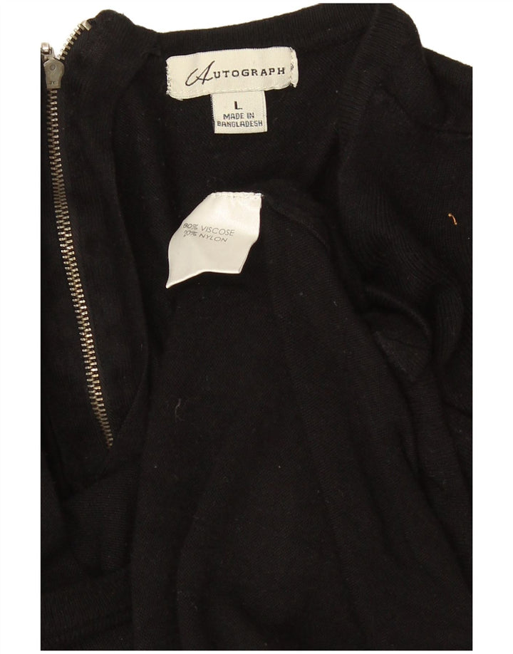 Pulover pentru femei Marks & Spencer, cu fermoar, cu gât, UK 16, mare, viscoză, neagră