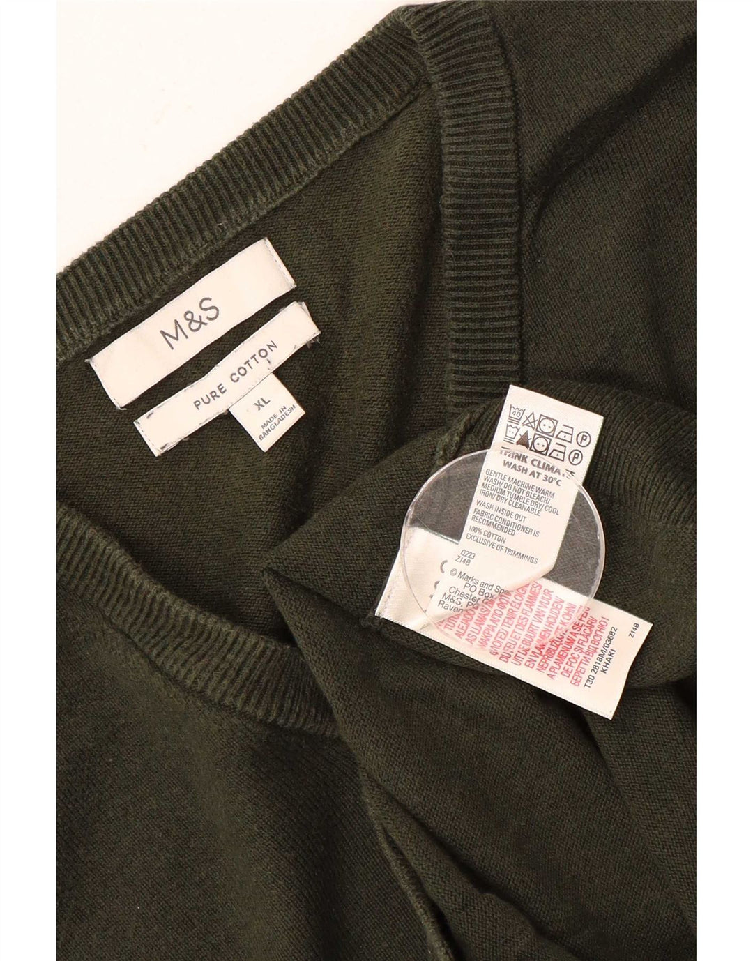 Pulover pentru bărbați Marks & Spencer, cu decolteu în V, XL, bumbac kaki
