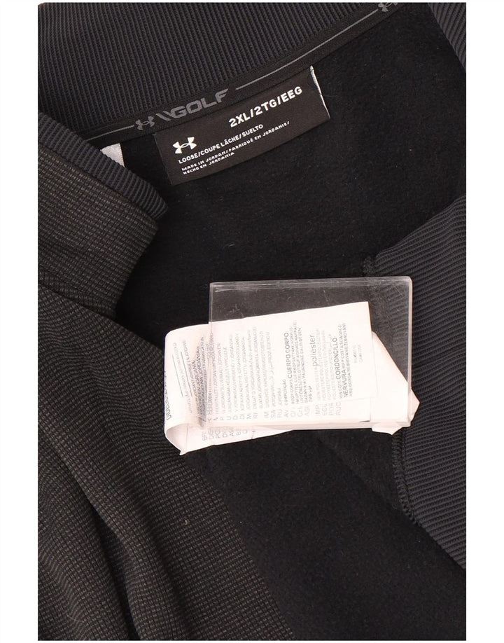 Pulover pentru bărbați Under Armour, cu fermoar și gât, poliester negru 2XL