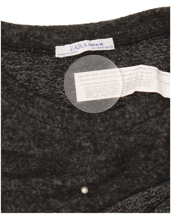 Tricou pentru femei Zara, cu croiala lejeră, UK 14, poliester cu pete, gri mediu