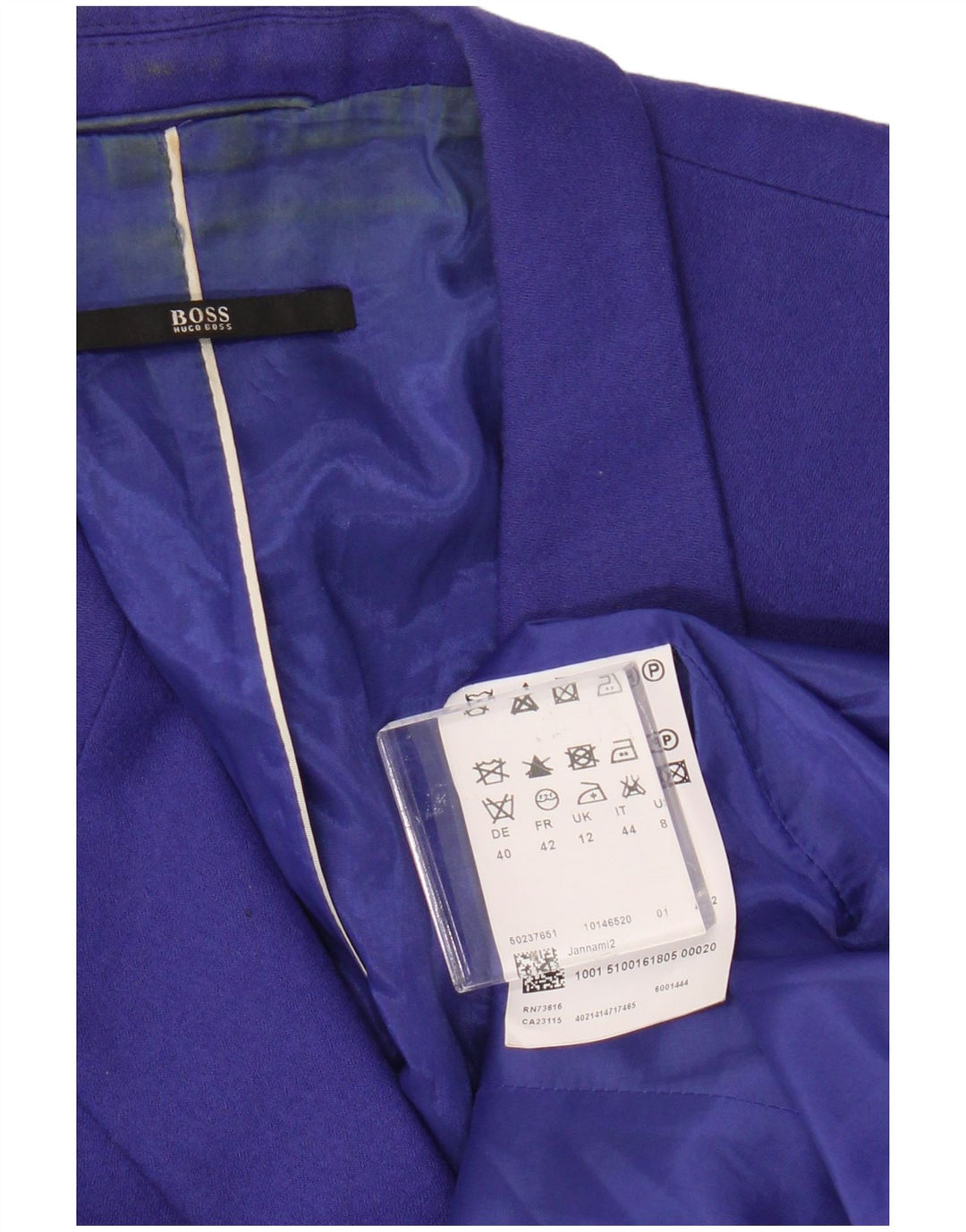 Sacou blazer pentru femei Hugo Boss cu 3 nasturi UK 12 Lână virgină violet mediu