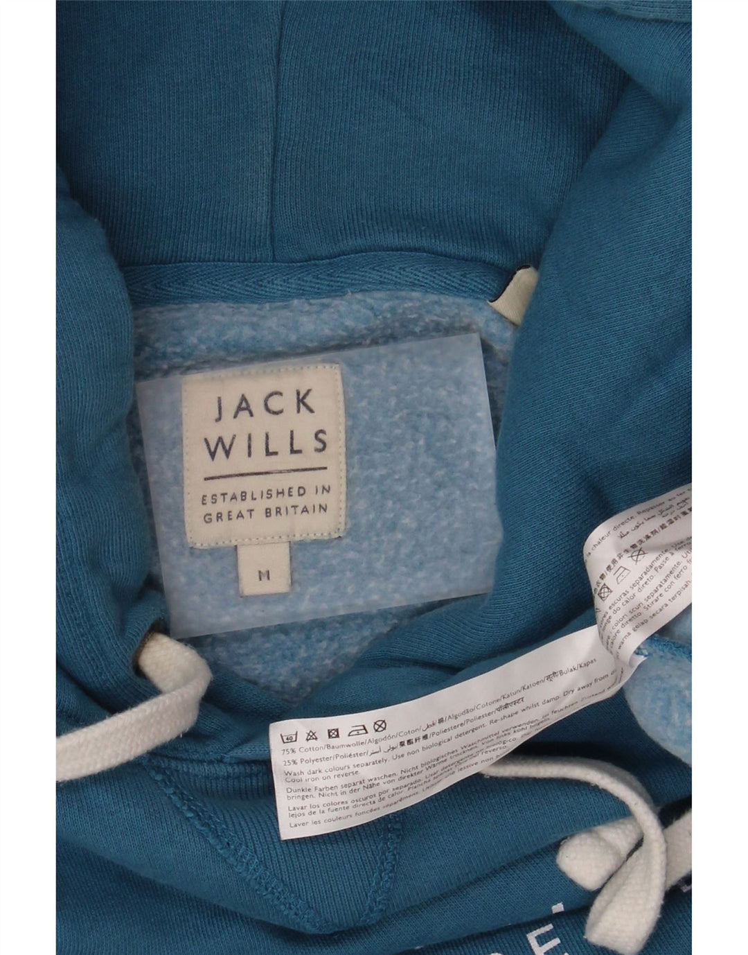 Pulover Jack Wills pentru bărbați cu capota cu grafică, bumbac albastru mediu