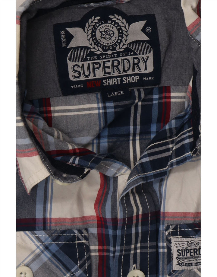 Cămașă pentru bărbați SUPERDRY cu carouri mari bleumarin