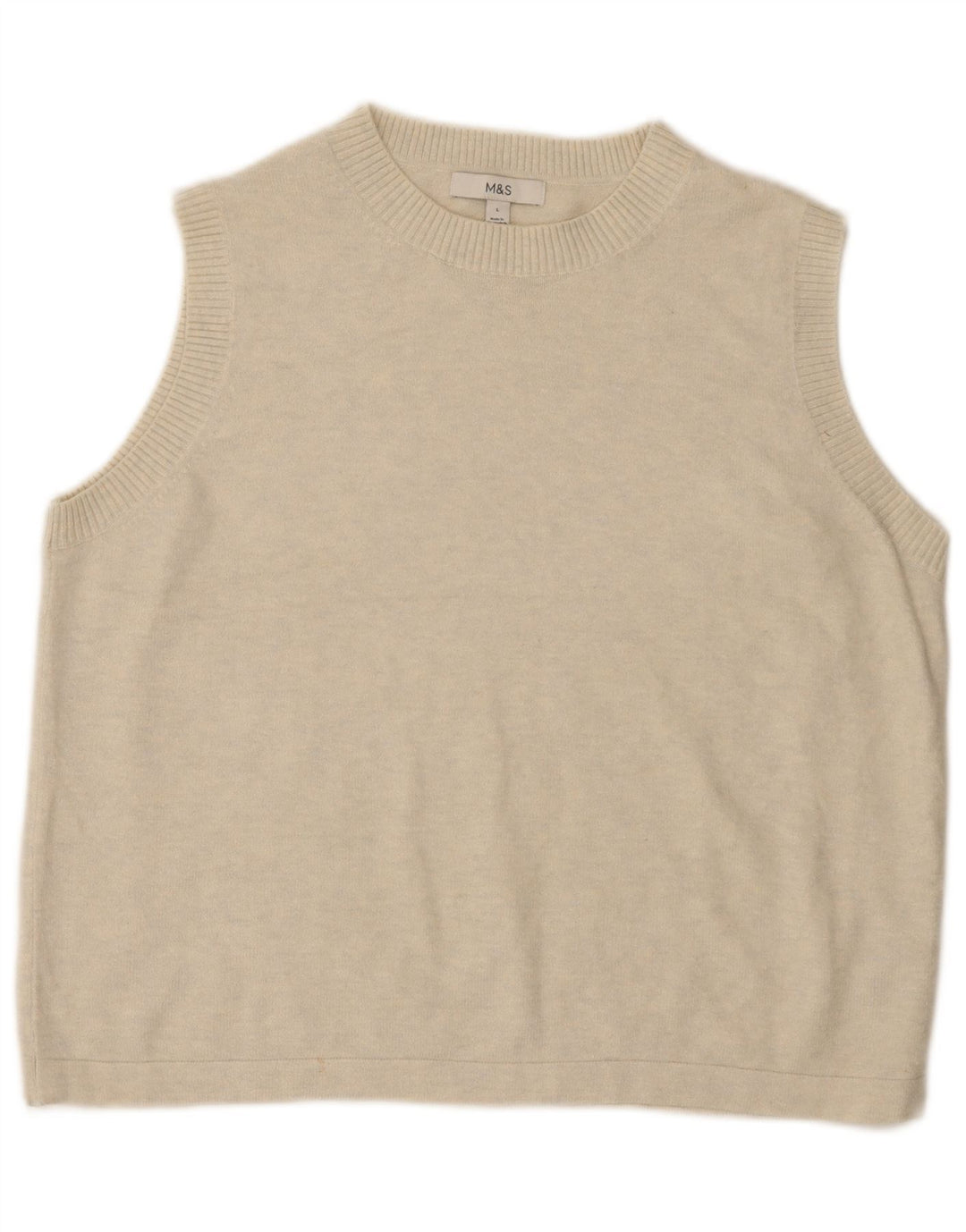 Marks & Spencer Womens Vest Tank Top UK 16 Large Off White Flecked