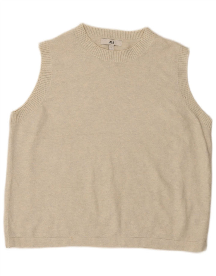Marks & Spencer Womens Vest Tank Top UK 16 Large Off White Flecked