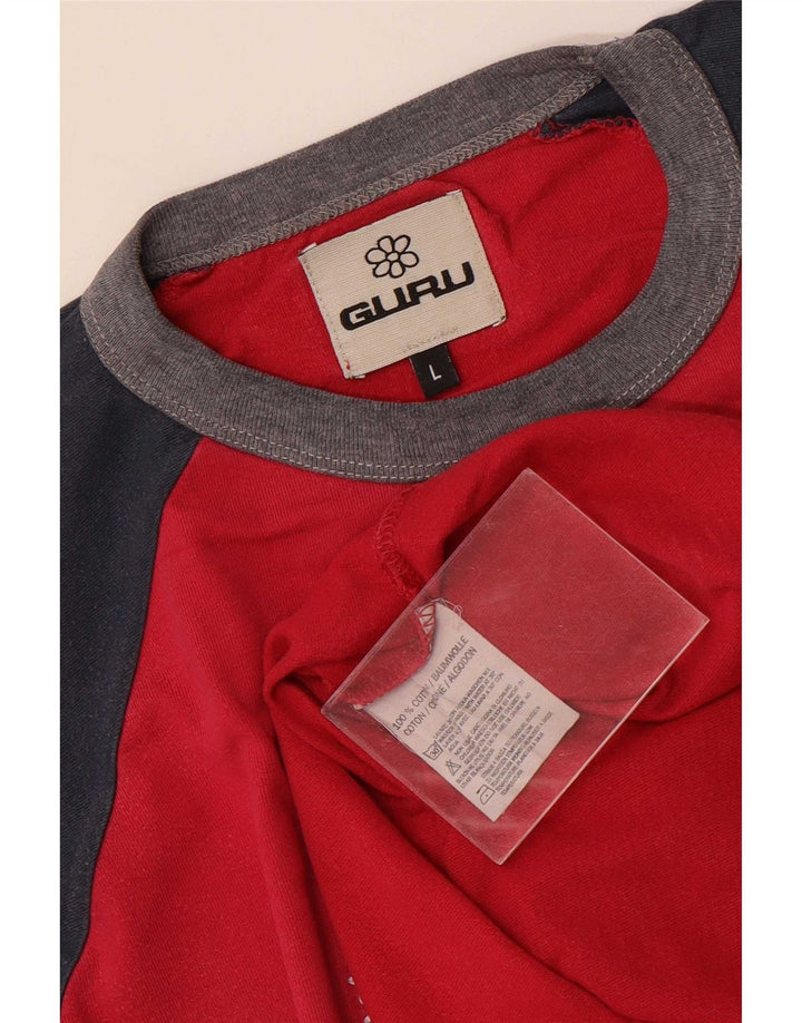 Top grafic pentru bărbați Guru cu mânecă lungă, mare, roz colorblock