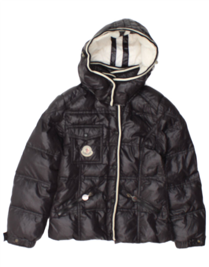 Jachetă căptușită cu glugă Moncler pentru fete 9-10 ani poliamidă bleumarin