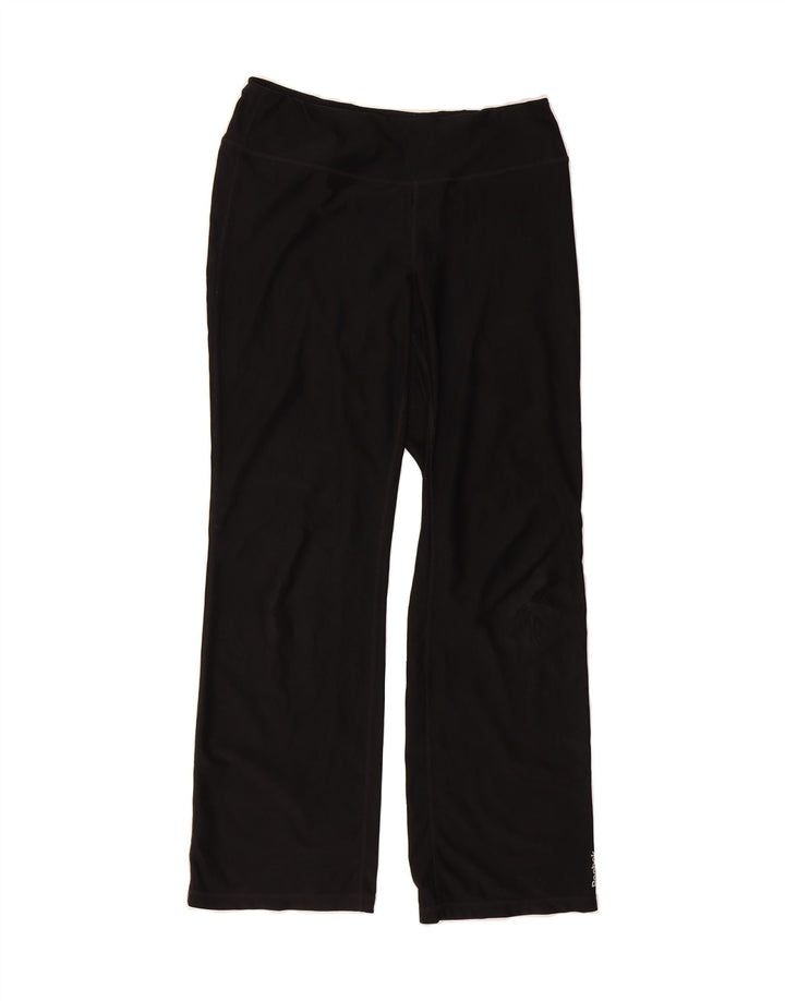 REEBOK Womens Graphic Tracksuit Trousers UK 14 Large  Black Vintage Reebok and Second-Hand Reebok from Messina Hembry 