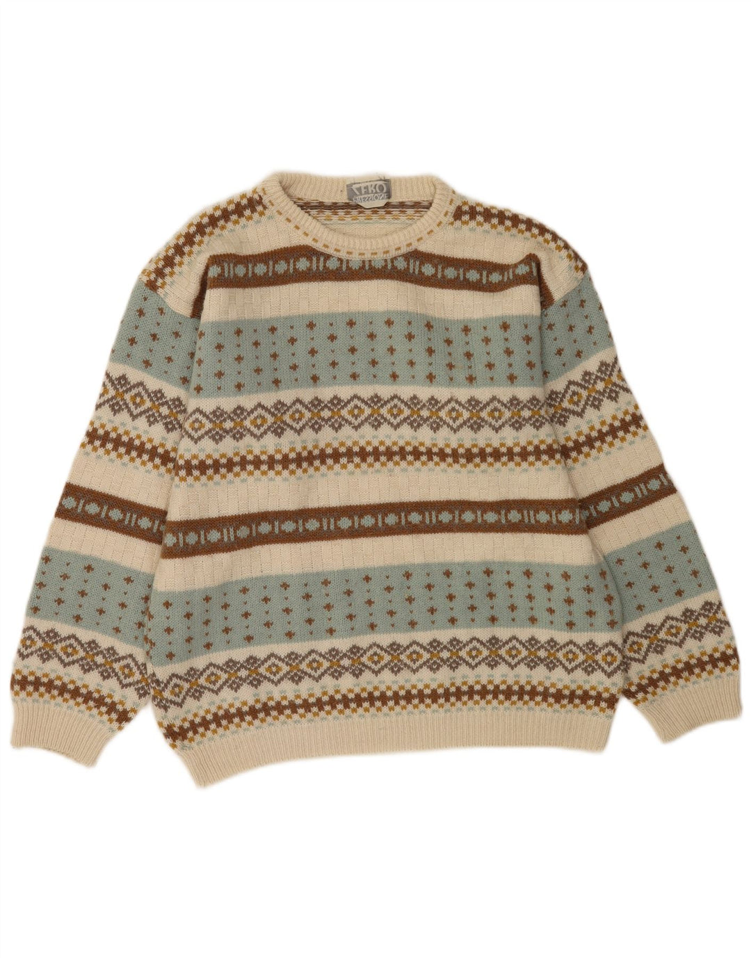 Pulover Zero pentru bărbați cu decolteu rotund XL, multicolor, acrilic Fair Isle