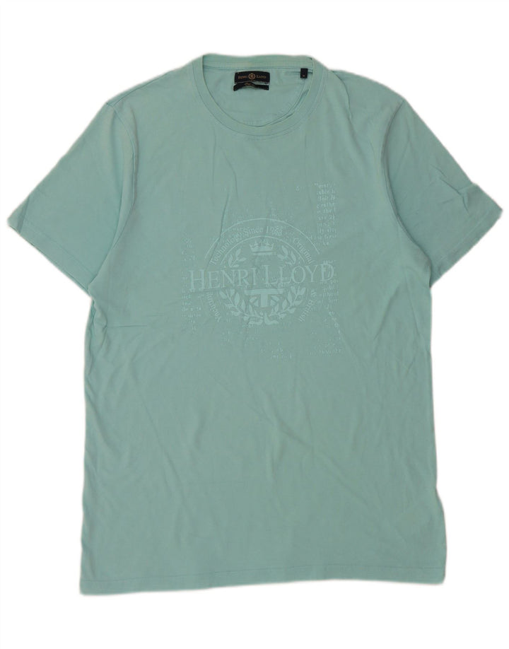Tricou grafic pentru bărbați Henri Lloyd Top din bumbac turcoaz mediu