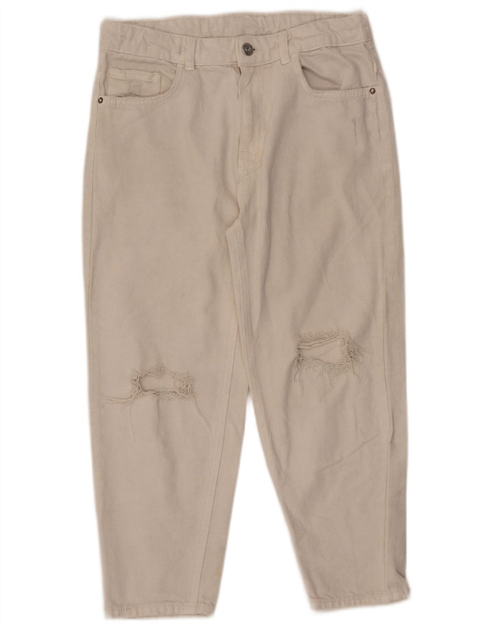 Blugi conici cu talie înaltă ZARA fete 13-14 ani W28 L22 alb