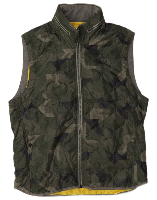 G-Star Gilet matlasat cu glugă pentru bărbați UK 44 2XL Poliester camuflaj verde