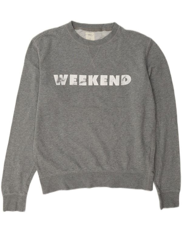 Pulover pentru femei Marks & Spencer, cu grafică de weekend, UK 14, gri mediu