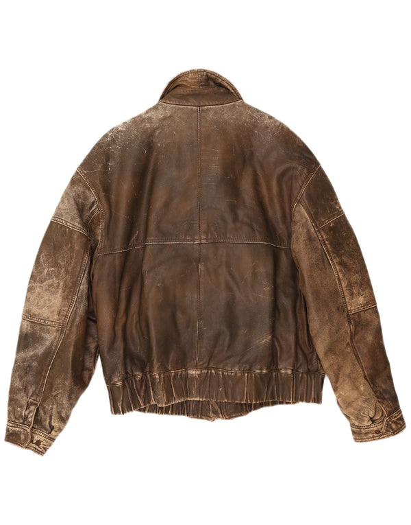Vintage Mens Leather Jacket IT 50 Large Brown Leather
