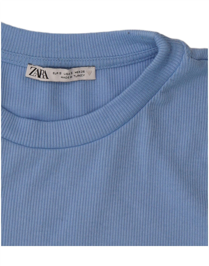 Tricou Crop pentru femei Zara UK 10 Small Blue
