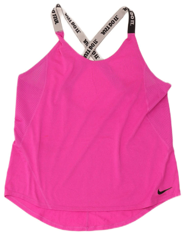 Top cu vestă grafică Nike Dri Fit Crop pentru femei UK 14 mare, roz