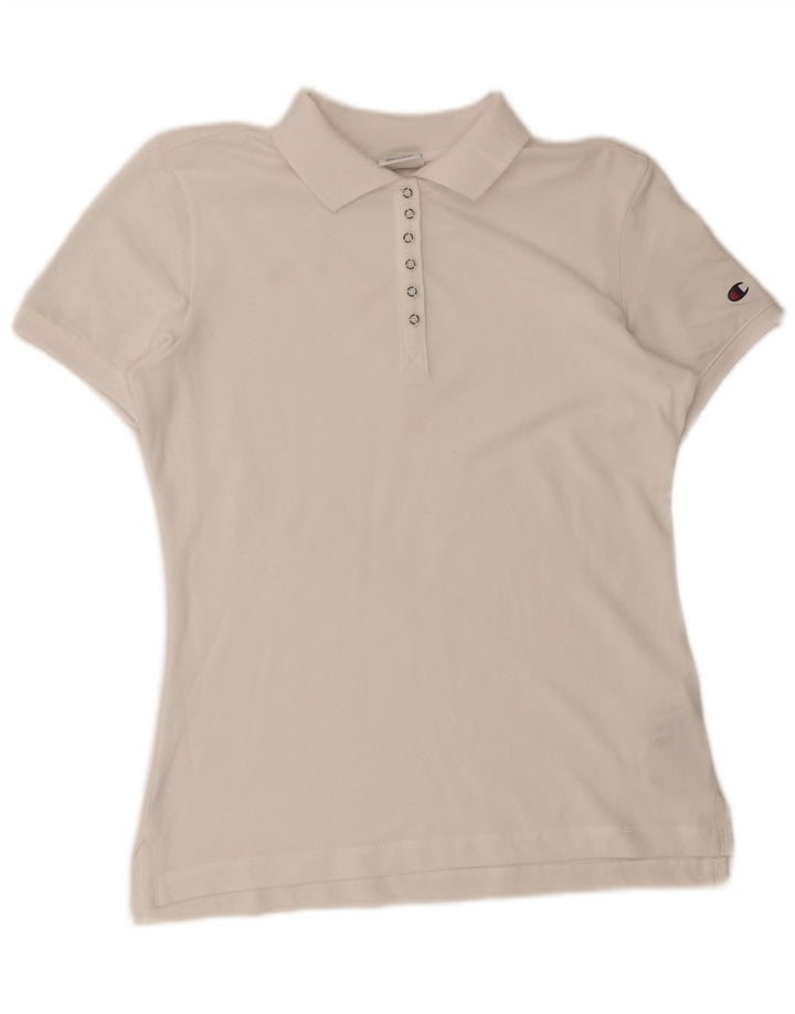Tricou polo Champion pentru femei UK 12, bumbac alb mediu