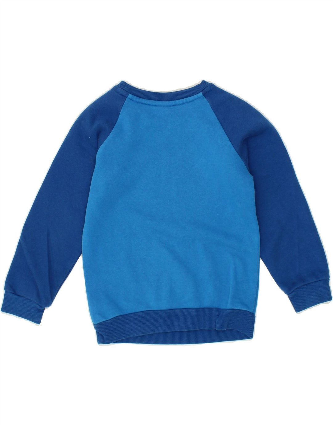 ADIDAS Boys Graphic Sweatshirt Jumper 2-3 Years Blue Colourblock Vintage Adidas and Second-Hand Adidas from Messina Hembry 