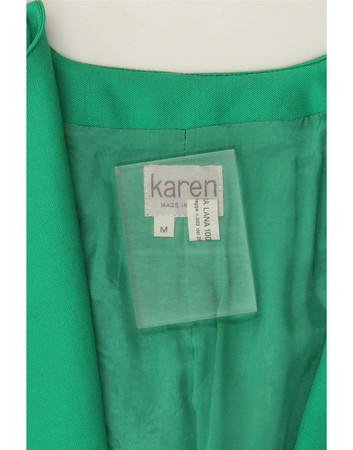 Blazer vintage pentru femei cu mâneci 3/4 UK 14 Lână verde medie