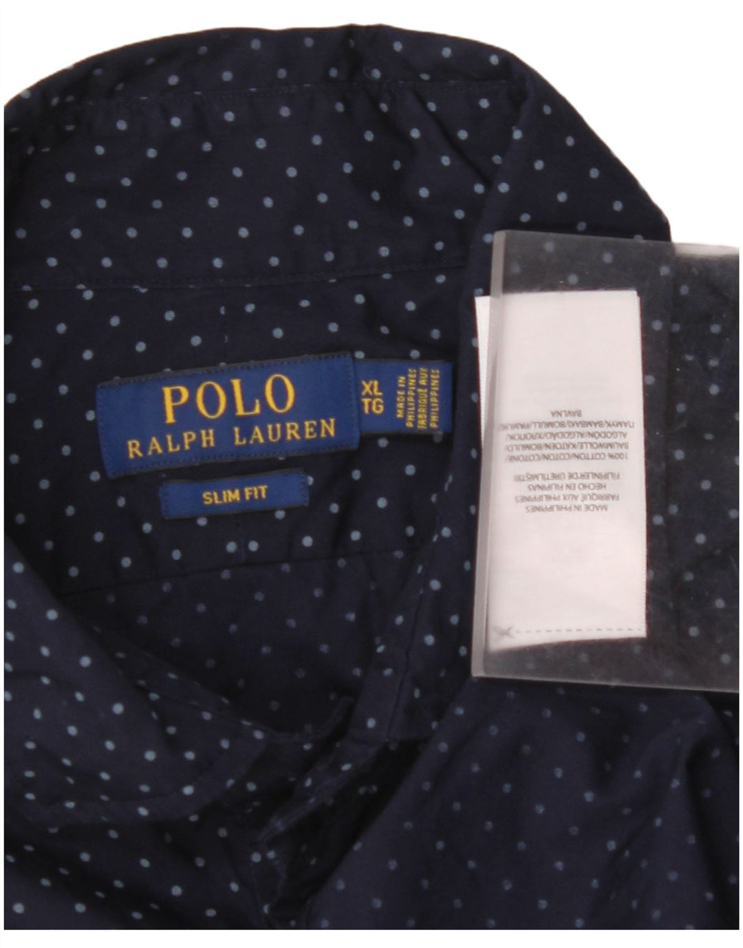 Cămașă pentru bărbați POLO RALPH LAUREN, slim fit, bumbac cu pete, albastru marin