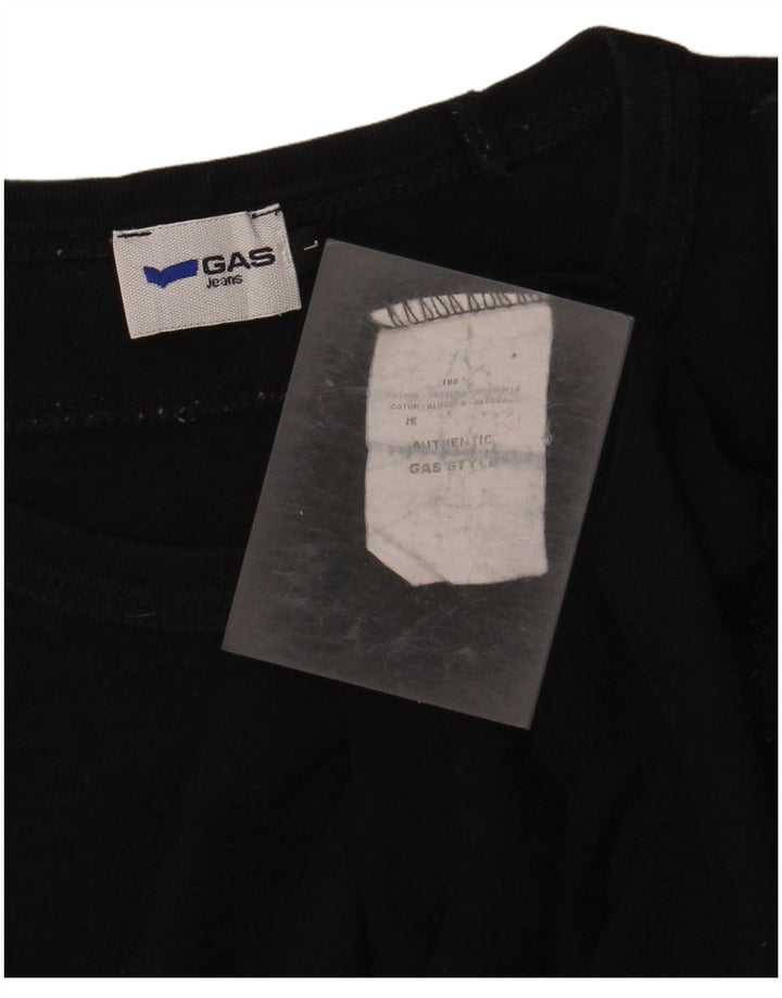 GAS Top pentru bărbați cu mânecă lungă, mare, negru, bumbac