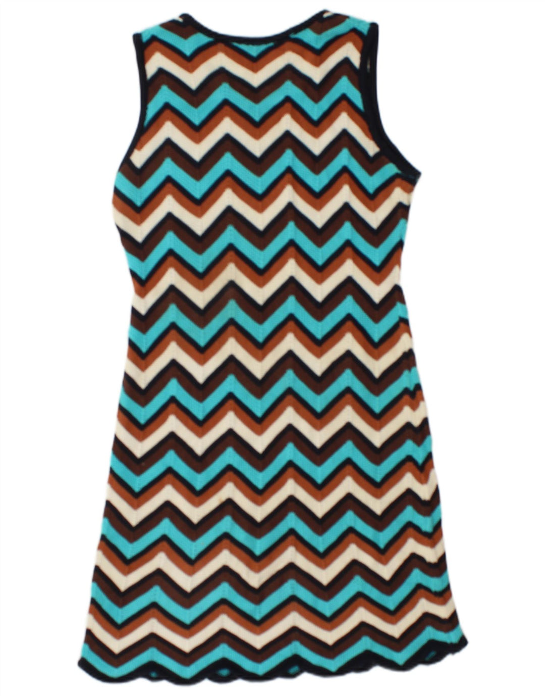 Rochie vintage cu pulover din tricot pentru femei UK 12 Medium Multicolore Chevron