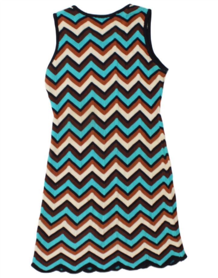 Rochie vintage cu pulover din tricot pentru femei UK 12 Medium Multicolore Chevron