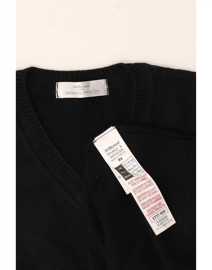 Pulover cu decolteu în V Marks & Spencer pentru băieți 13-14 ani, acrilic negru