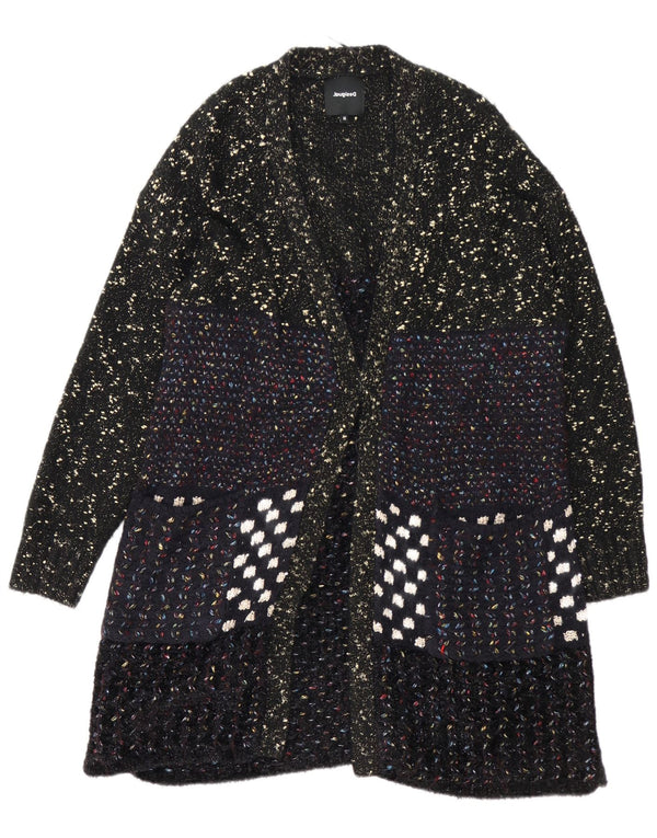 Pulover cardigan cu paragate Desigual pentru femei UK 14 Medium Black Flecked