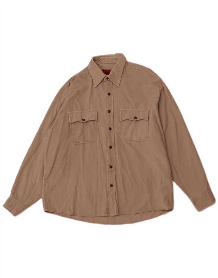 COTTON CLUB Cămașă pentru bărbați din velur din bumbac mare, bej