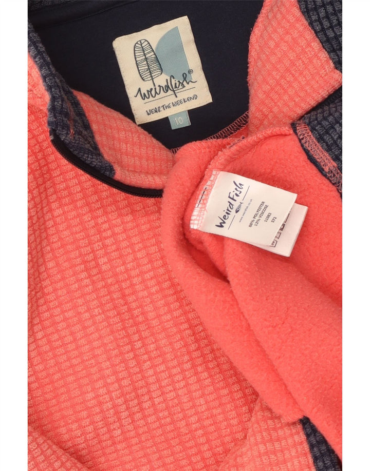 WEIRD FISH Pulover supradimensionat pentru femei, cu fermoar și gât, din lână UK 10, portocaliu mic
