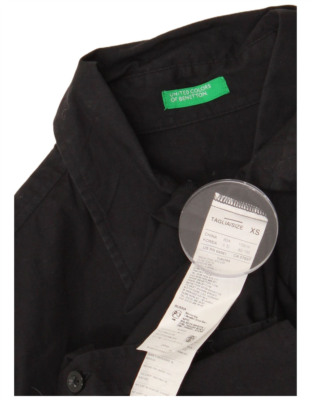 Cămașă Benetton pentru femei UK 6 XS Bumbac negru