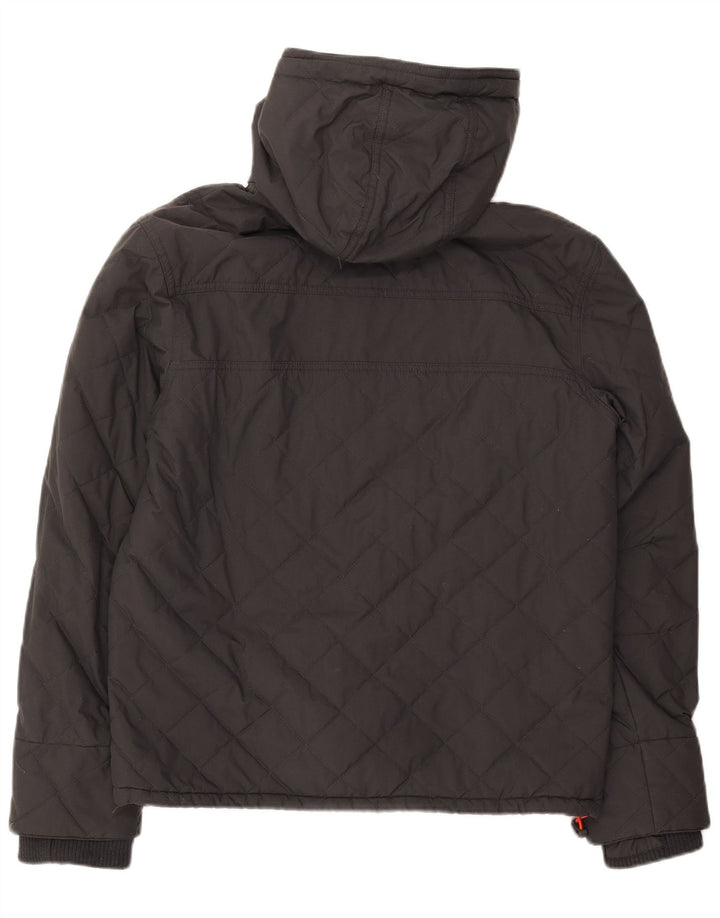 SUPERDRY Womens Windcheater Hooded Windbreaker Jacket UK 16 Large Grey