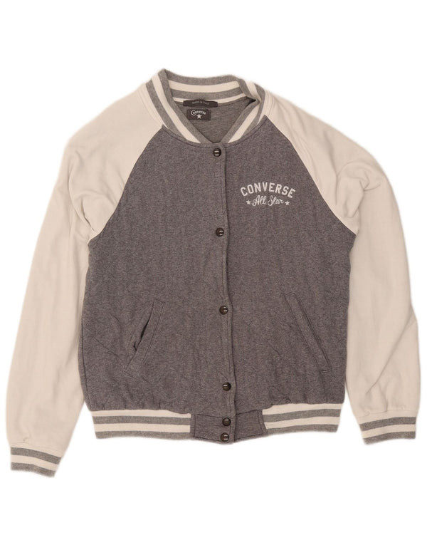 Jachetă de top pentru trening Converse Varsity pentru femei UK 14 Medium Gri Colorblock