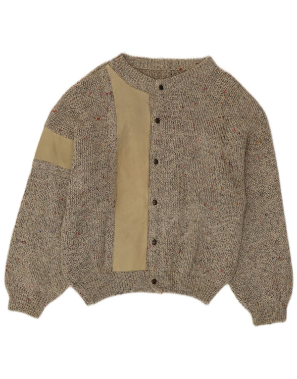 Cardigan Vintage pentru bărbați din lână de alpaca, bej mediu