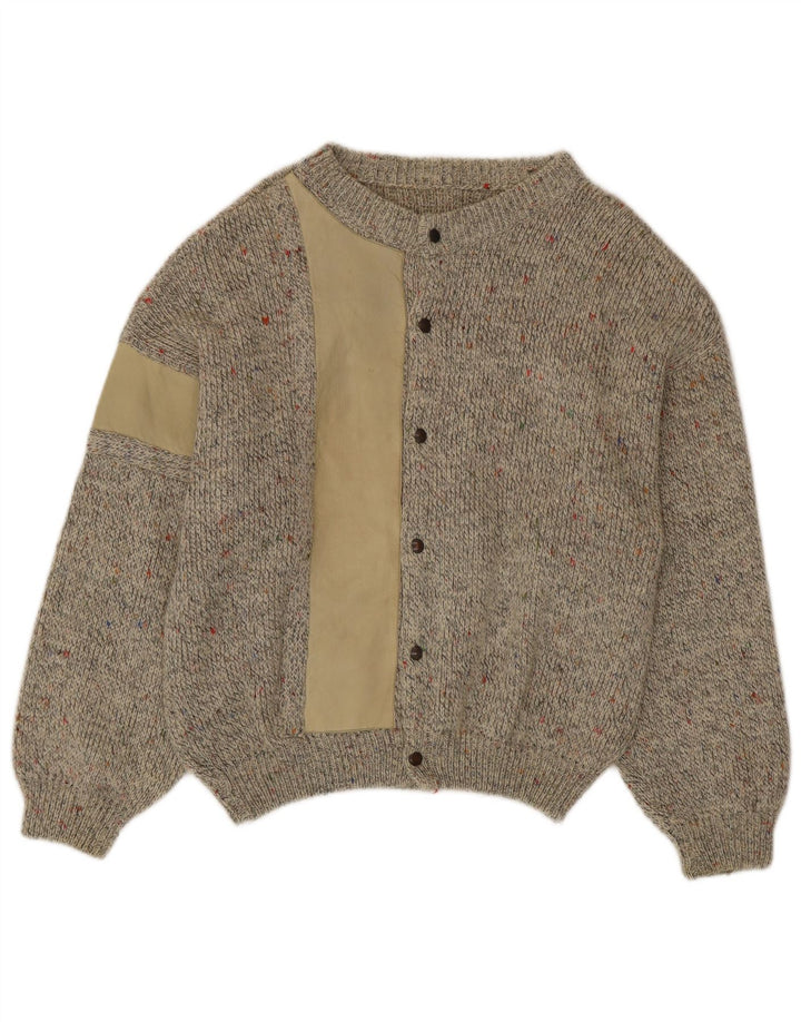 Cardigan Vintage pentru bărbați din lână de alpaca, bej mediu