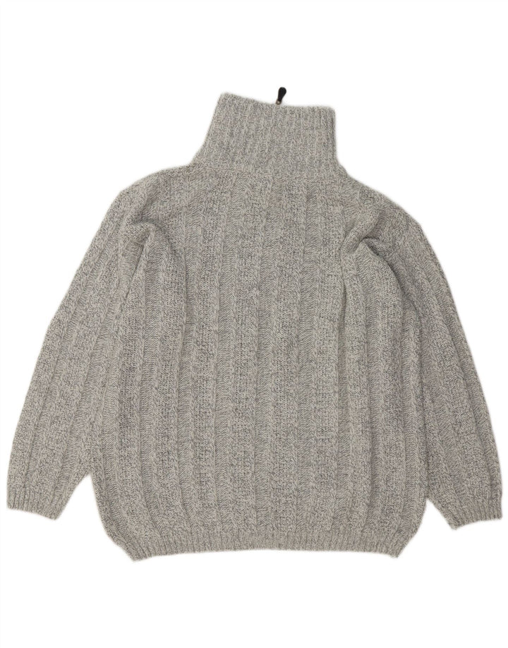 Pulover pentru bărbați VINTAGE cu fermoar și gât, XL, lână gri