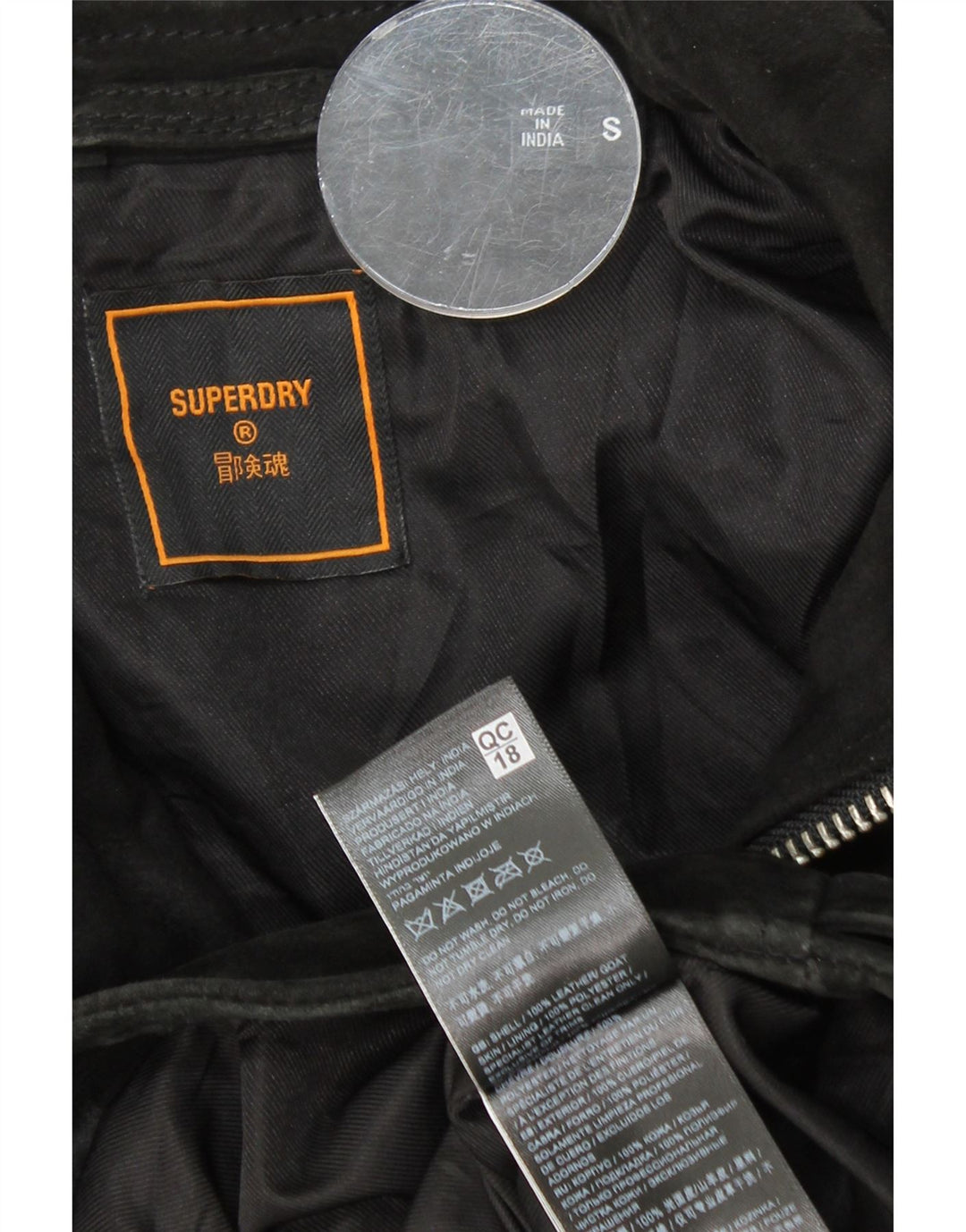 SUPERDRY Jachetă de piele intoarsa pentru barbati UK 36 Mica, neagra