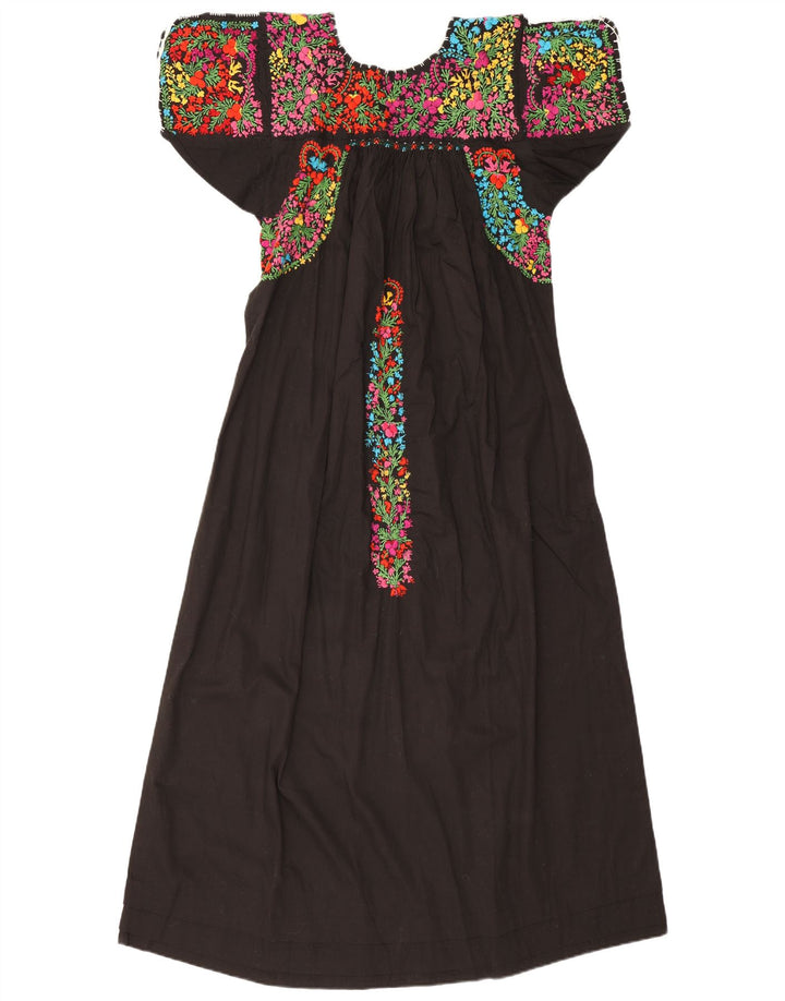 Rochie maxi vintage pentru femei UK 12 Medium Black Floral
