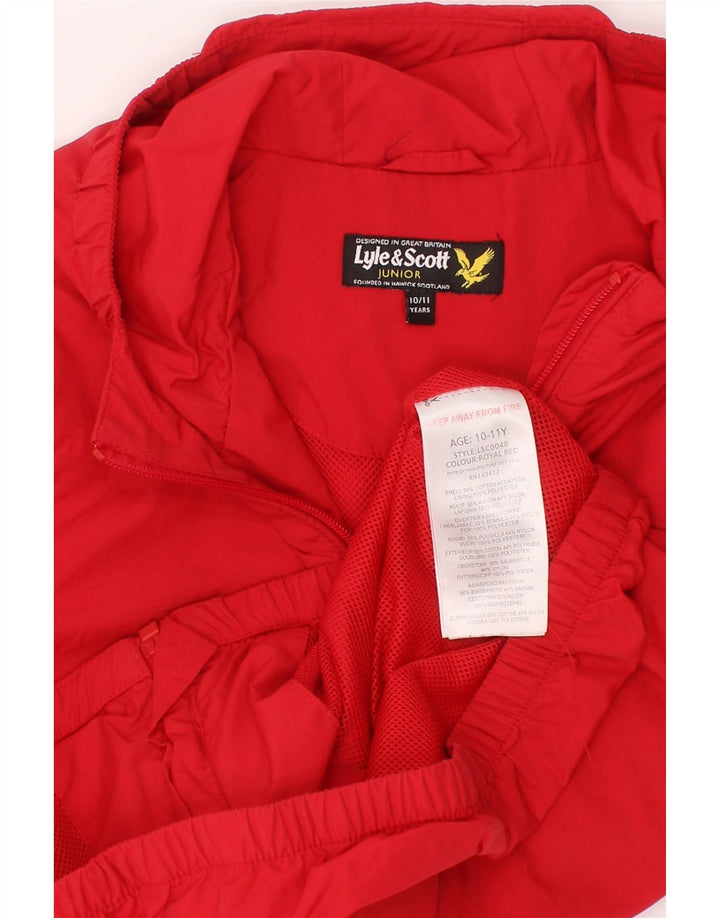 Jachetă de ploaie cu glugă Lyle & Scott pentru băieți 10-11 ani poliester roșu